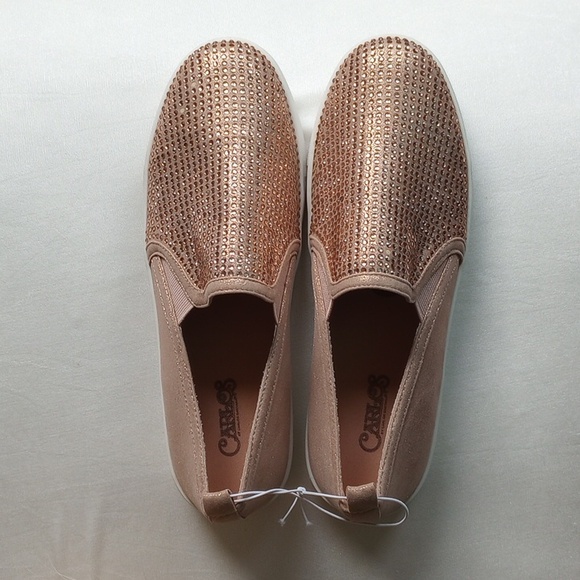 NWOT Carlos Pave' Studded Loafers Slip-On Shoes 8 Rose Gold - Picture 7 of 7